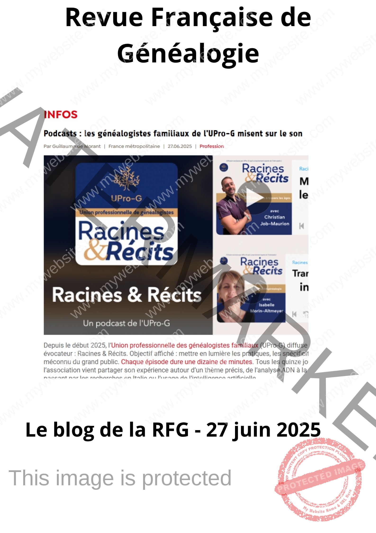 Blog RFG - les podcasts de l'UPro-G